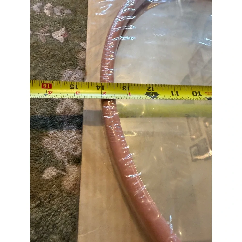 Vintage Monarch Pink Oval Wall Mirror Quality Float Plate Glass Made in USA NEW